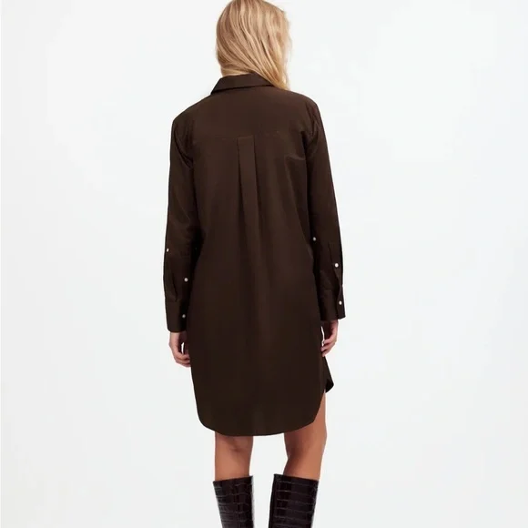Madewell Y-Neck Relaxed Shirtdress in Dark Carob - Picture 3 of 8